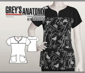 Greys Anatomy Arclux w/4-way Stretch 2 Pcket Noch Neck-Black