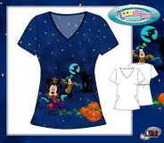 Cherokee Tooniforms Midnight Mickey Contrast Piped V-Neck Top Cherokee Tooniforms Midnight Mickey Contrast Piped V-Neck Top