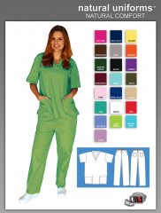 Natural Uniforms Two Piece Scrub Suit - Lime Green