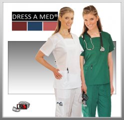 Dress A Med Solid Premium V-Neck 2 Pocket Mock V-Neck Top Set