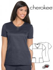 Cherokee Runway V-Neck Top with Keyhole Opening