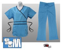 Solid Mock-Wrap Contrast Trim Set - Aqua & Black