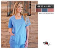 Dress A Med Solid Embroidered Square Neck Scrub Top Set -Ceil Dress A Med Solid Embroidered Square Neck Scrub Top Set -Ceil