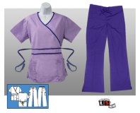 Solid Mock-Wrap Contrast Trim Set - Lake & Purple