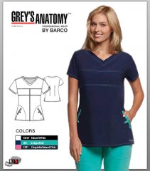 Grey's Anatomy Signature 2 Pocket Mock Wrap - Indigo-Bali