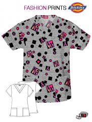Dickies Printed All About Pink Jr. Fit V-Neck Top