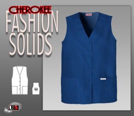 Cherokee Fashion Solids Button Front Vest in Navy