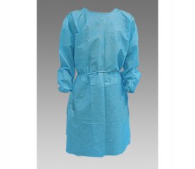 Examination Gown Long Sleeve Elastic Cuff Blue