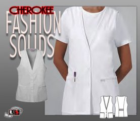 Cherokee Fashion Solids Lace Trimmed Vest in White