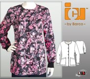 ICU Barco Simone Printed Top 2 Pocket Round Neck Button Front