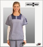 Dress A Med Solid Round Neck Top Nursing Scrub Set - Denim
