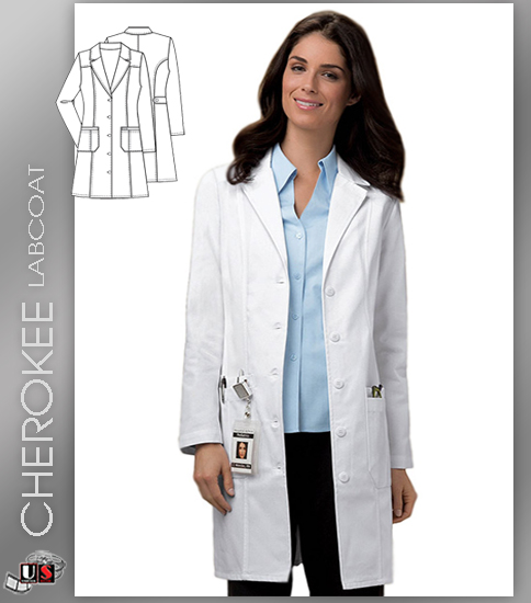 CHEROKEE Next Generation 33" with Notched Lapel Lab Coat - Click Image to Close