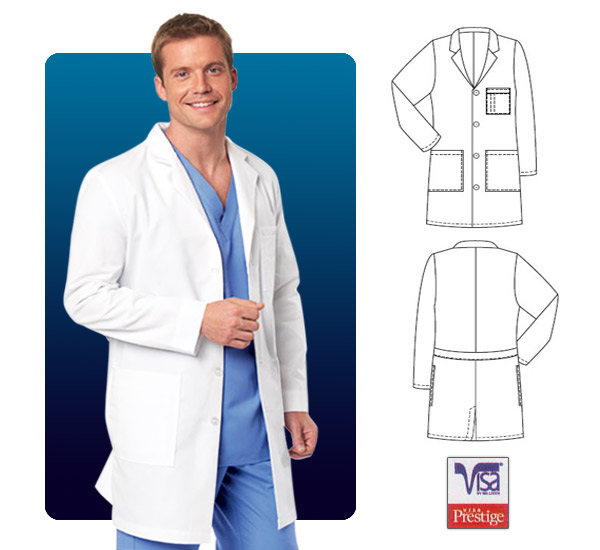 Barco 37" Men's 4 Pocket Men's Lab Coat with 4 Patch Pockets