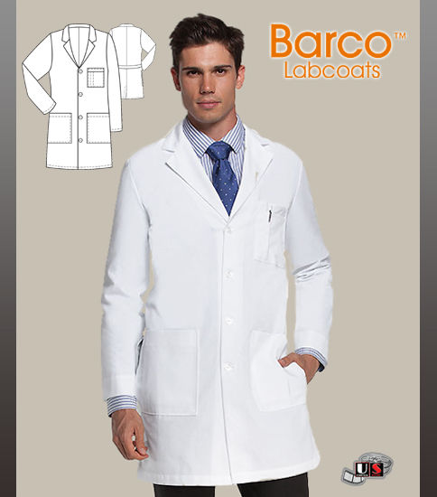 Barco Prima 37" Men's 4 Pocket Men's Lab with 4 Patch Pockets - Click Image to Close