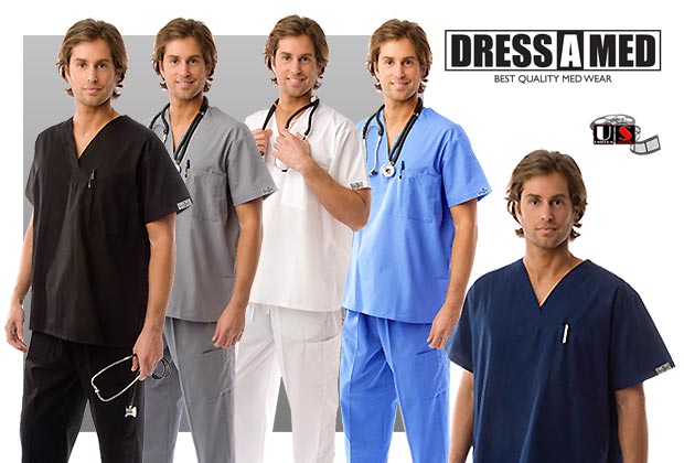 Dress A Med Solid Premium Scrub Set Nursing V-Neck Uniform