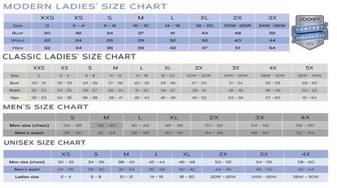 Jockey Slimmers Size Chart