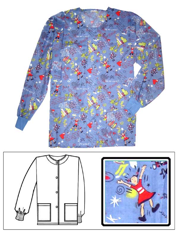 Printed Scrub Jacket - Friends