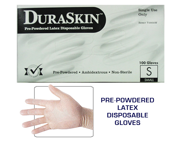 DuraSkin  Pre-Powdered Latex Disposable Gloves