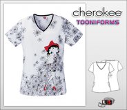 Cherokee Tooniforms V-Neck Top Betty's Daisies