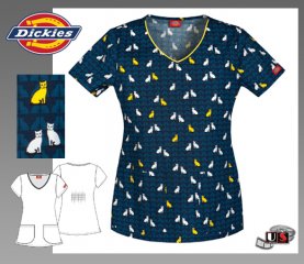 Dickies Gen Flex Jr. Fit V-Neck Top in Meow And Then