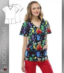 Cherokee Tooniforms Inside Out V-Neck Top