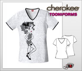 Cherokee Tooniforms Op Art Betty V-Neck Top