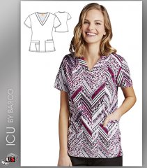 ICU by Barco Uniforms Women's V-Neck Wild Side Print Scrub Top
