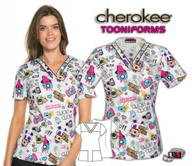 Cherokee Tooniforms Oh Snap! V-Neck Top