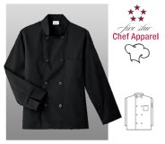 Five Star 8 Button Chef Uniform Jacket - Black