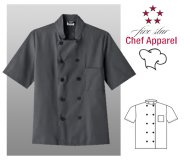 Five Star Chef's Uniform Unisex Short Sleeve Jacket-Granite