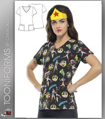 Cherokee Tooniforms Wonder Woman V-Neck Top
