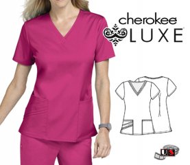 Cherokee LUXE Color Scrub Uniform V-Neck Top