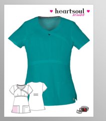 HeartSoul Picture Perfect Romance 3-Pocket Keyhole V-Neck Scrub