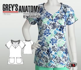 Grey's Anatomy Deja Junior Fit 3 Pocket Raglan V-Neck Scrub Top