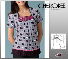 Cherokee Tooniform Soft Round Neck Top-Hello Kitty Exprss