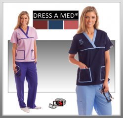 Dress A Med Solid Premium Sporty V-Neck 2 Pocket Top Set