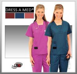 Dress A Med Solid Premium V-Neck 4 Pocket Mock V-Neck Top Set