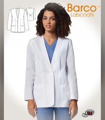 Barco Prima White 28" Womens 2 Pockets Short-Length Lab Coat