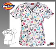 Dickies Printed V-Neck Top in Wild Monarch