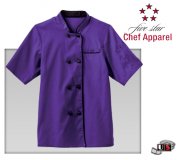Five Star Chef Apparel Ladies Short Sleeve Executive Coat- Purpl