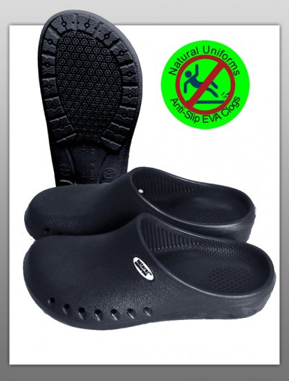 Natural Uniforms Slip on Clogs - Black - Click Image to Close