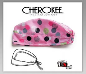 Cherokee Adjustable Tie-Back Scrub Hat in I Like It A Dot