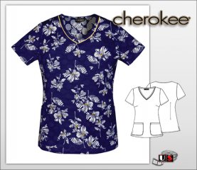 Cherokee Printed Stripe A Posy V-Neck Top