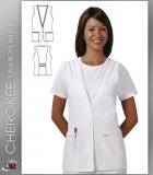 Cherokee Fashion Solid White Lace-Trimmed Vest