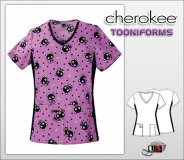 Cherokee Tooniforms V-Neck Knit Panel Top Chococat