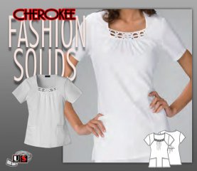 Cherokee Fashion Solids Square Neck Top In White