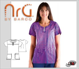 Barco NRG Skyler Women's 3 Pocket Round Neck Print Top