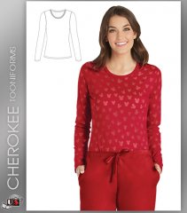 Cherokee Tooniforms Women's Long Sleeve Underscrub Knit Tee Red