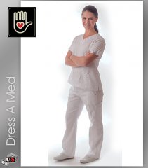 408-DRSS DRESS A MED Slim Fit Designer Rivet Pocket Scrubs Set