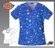 Dickies Printed V-Neck Top in Talk Is Chic